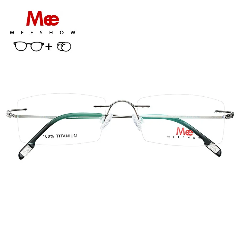 Meeshow Titanium glasses frame women men rimless Glasses Ultralight optical frame Myopia prescription eyeglasses Europe eyewear