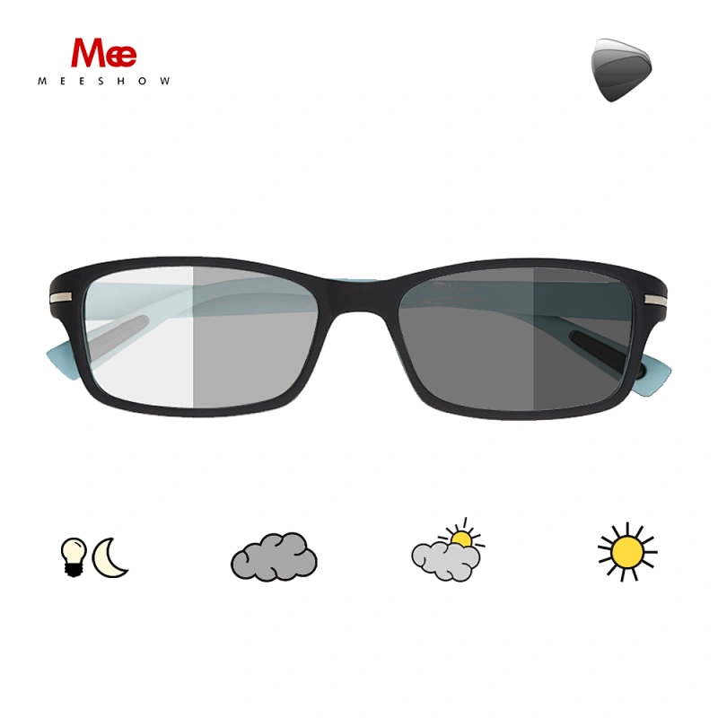 MEESHOW Photochromic reading glasses men women eyeglasses UV400 square TR90 glasses frame presbyopica myopia eyewear 9356