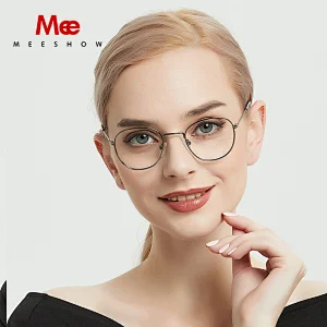 meeshow titanium alloy  glasses frame women round glasses Europe myopia prescription glasses 7900
