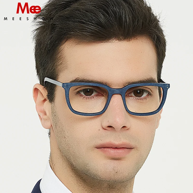 MEESHOW Acetate Glasses Frame Men Square Prescription Eyeglasses New Women Male Myopia Optical Frames Clear Spectacles Eyewear