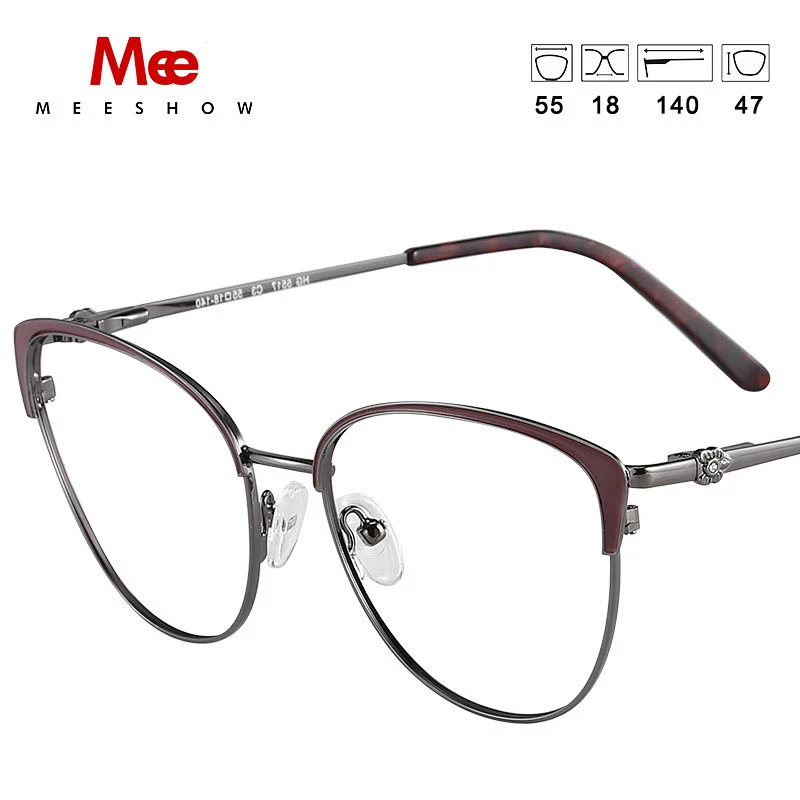Messhow Titanium alloy Glasses Frame Women cat eye glasses with rhinestone Russian eyeglasses myopia Prescription glasses 8917
