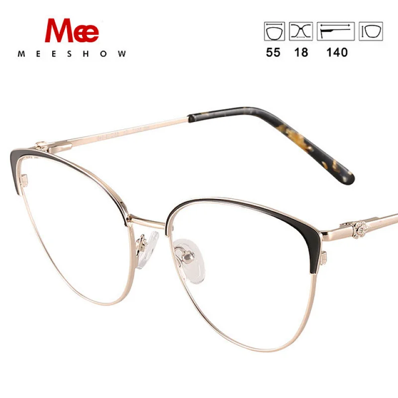 Messhow Titanium alloy Glasses Frame Women cat eye glasses with rhinestone Russian eyeglasses myopia Prescription glasses 8917