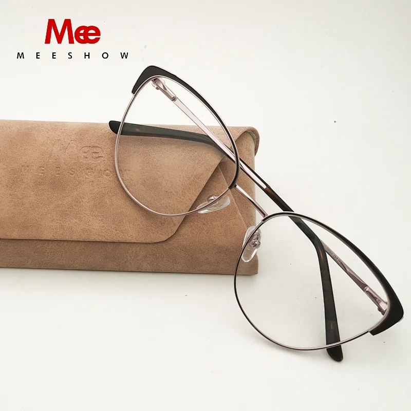 Messhow Titanium alloy Glasses Frame Women cat eye glasses with rhinestone Russian eyeglasses myopia Prescription glasses 8917