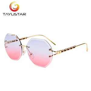 MEESHOWSTAR2020 fashion European and American style sunglasses ladies sunglasses frameless sunglasses gradient glasses lenses