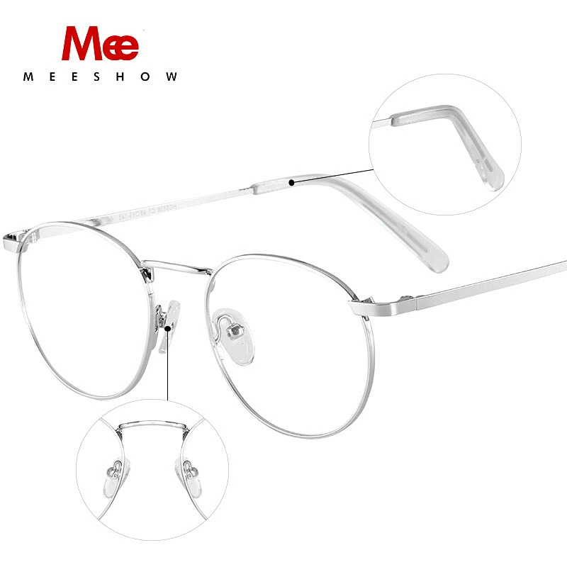 MEESHOW titanium alloy glasses frame Women Vintage Round Prescription Eyeglasses Retro Optical Frame Eyewear 8905