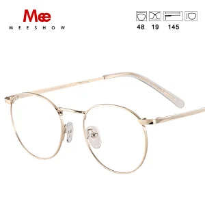 MEESHOW titanium alloy glasses frame Women Vintage Round Prescription Eyeglasses Retro Optical Frame Eyewear 8905