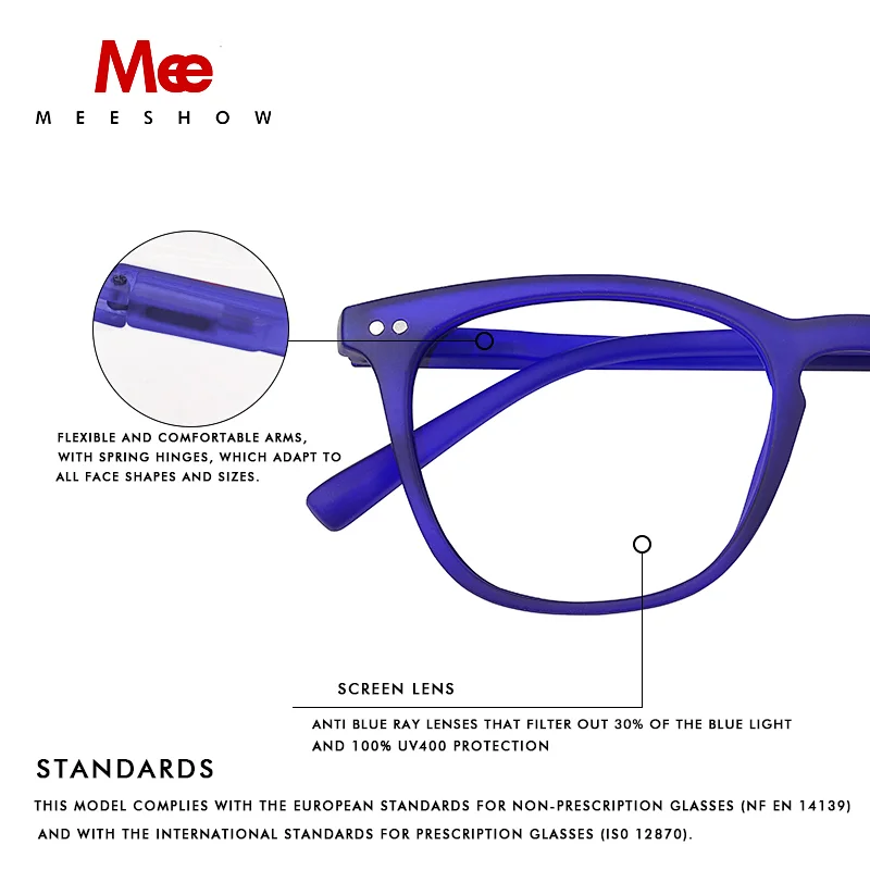 Meeshow Anti-Blue Ray Reading Glasses Square Men Women Eye Glasses With Diopter Retro Europe Style French Glasses +1.5 +2.0 1765