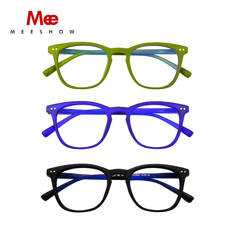Meeshow Anti-Blue Ray Reading Glasses Square Men Women Eye Glasses With Diopter Retro Europe Style French Glasses +1.5 +2.0 1765