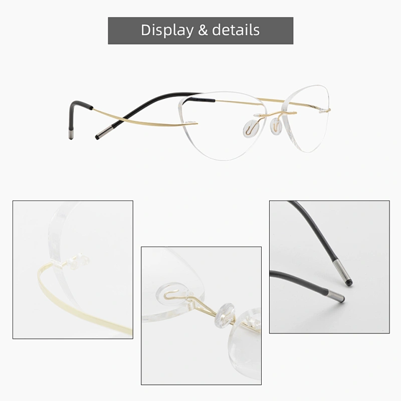 Meeshow Alloy Rimless Glasses Frame Women Ultralight Eyeglasses Prescription Frameless Cat Eye Myopia Optical Frame 8522