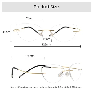 Meeshow Alloy Rimless Glasses Frame Women Ultralight Eyeglasses Prescription Frameless Cat Eye Myopia Optical Frame 8522