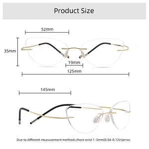 Meeshow Alloy Rimless Glasses Frame Women Ultralight Eyeglasses Prescription Frameless Cat Eye Myopia Optical Frame 8522