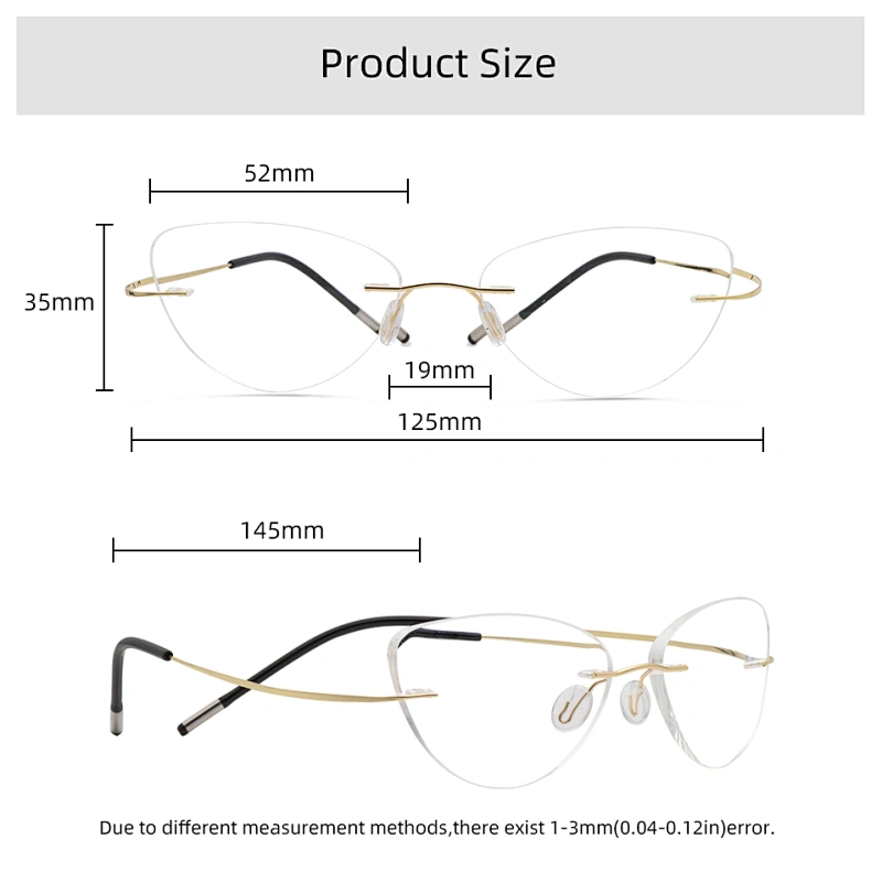 Meeshow Alloy Rimless Glasses Frame Women Ultralight Eyeglasses Prescription Frameless Cat Eye Myopia Optical Frame 8522
