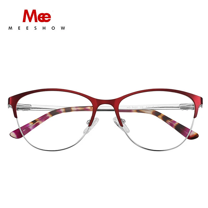 Meeshow Metal Glasses Frame Brown Cat Eye Glasses Frames For Women Myopia Optical Clear Eyeglasses Frame Brand Designer Vintage