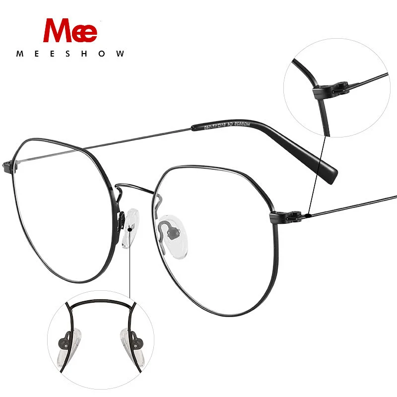 meeshow Trends titanium alloy glasses frame women men's glasses vintage oculos feminino de grau French prescription glasses 8907