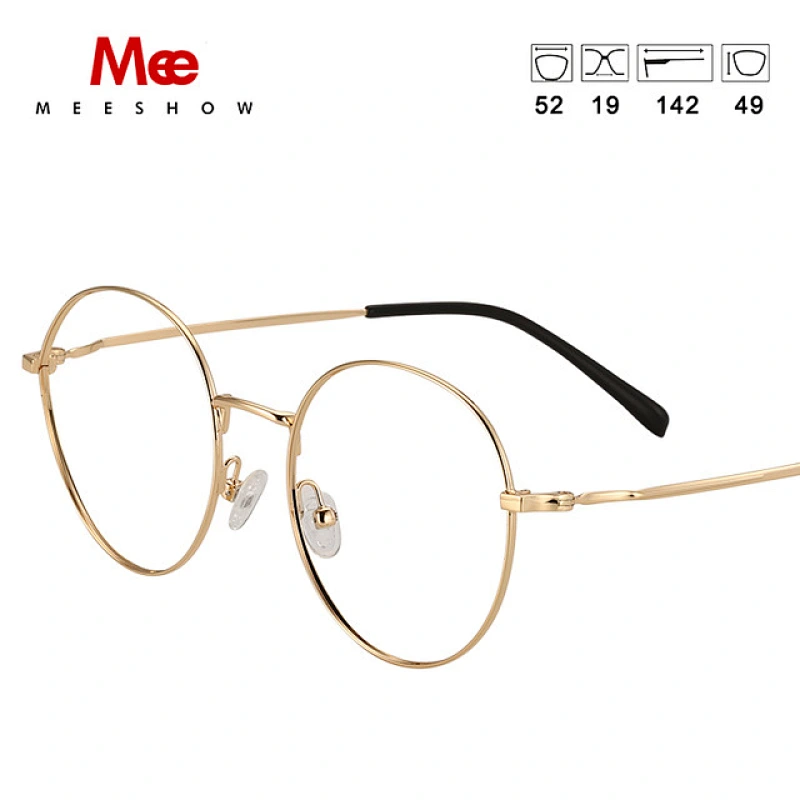 meeshow titanium ALLOY glasses frame men's fashion glasses ROUND glasses men myopia optical frame Europe prescription eyeglasses