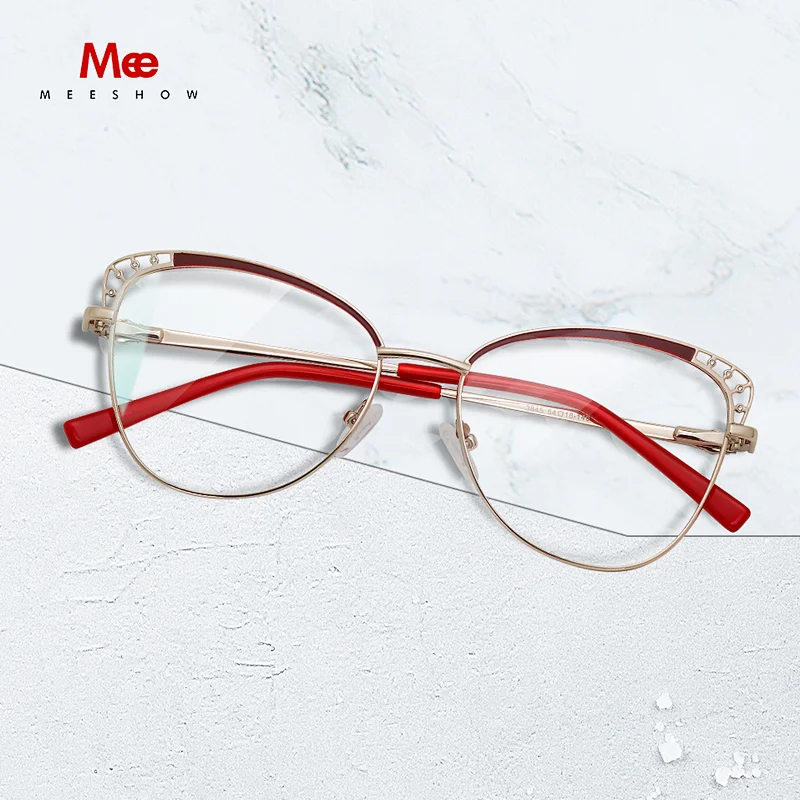 MEESHOW Brillenrahmen Marke Frauen Katzenaugen Verschreibungspflichtige Brillen Weibliche Myopie Optische Rahmen Diamant Brillen Brillen 6931