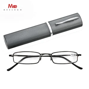 Meeshow Pocket Compact Premium Reading Glasses With Aluminum Pen Holder Case Strength +1.0-3.5 Eye Glasses T0388