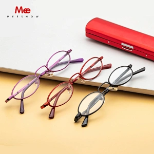 MEESHOW Stainless Steel Reading Glasses Woman Men Round Glasses With Alumium Case Europe Pocket Presbyopia +1.0 +1.5 +1.75 R1004