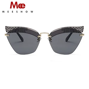 MEESHOW 2020 Fashion Sunglasses Luxury High Quality Female Glasses Personality Retro Owl Rhinestone cat eye Sunglasses UV400