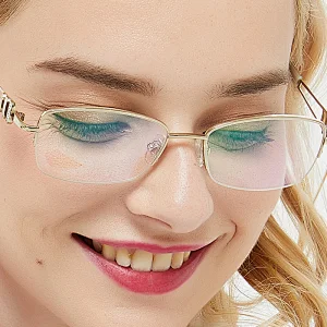 Pure Titanium women's glasses frame Rhinestones miopia eye glasses high quality Europe stylish optical eyewear prescription 8509
