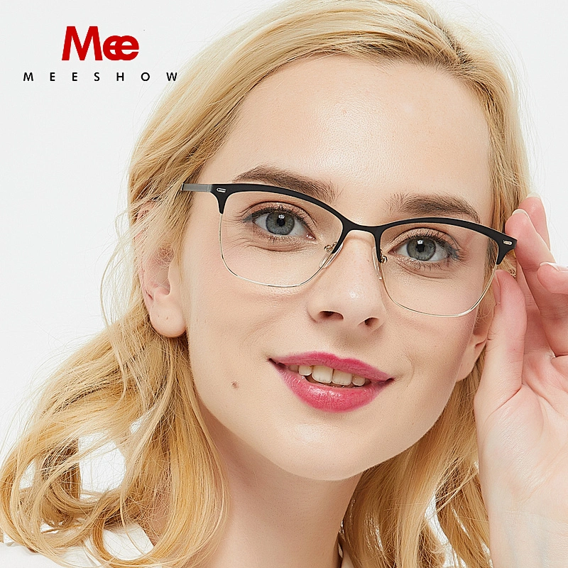 Meeshow Brand Alloy glasses frame women's eyeglases cat eye eyewear female optical blue prescription glasses myopia 5061
