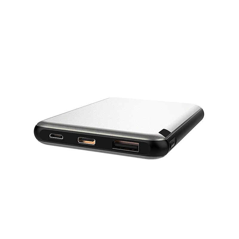 5000mah pocket size metal texture power bank with LED