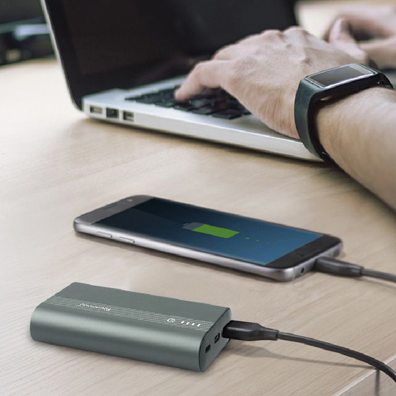 Ultra compact portable metal power bank original tank mini 10000mAh high speed Qucik Charge 3.0 for USB C devices