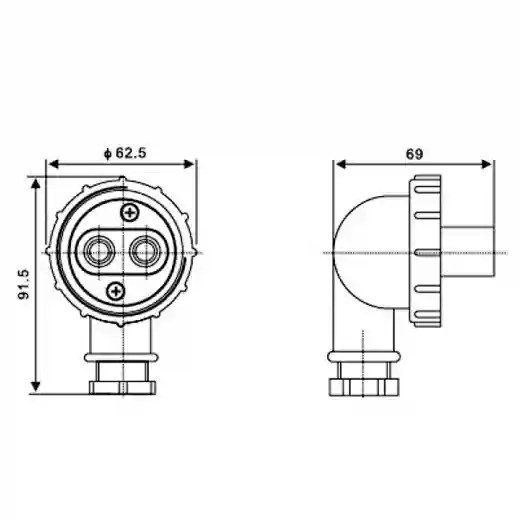 T-MB Resin Marine Water-tight Electrical Plug 24V-10A 2P Female
