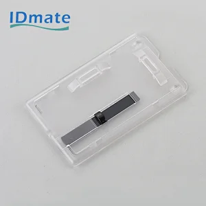 Rigid badge holder with slider
