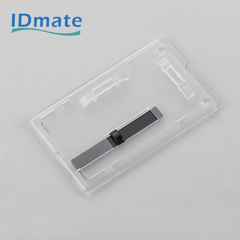 Rigid badge holder with slider