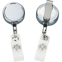 Chrome Plated Zinc Alloy Retractable Badge Holder With Reinforced PVC Strap