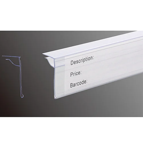 Retail data strip label holder for glass and wood shelves - Ningbo Tianjie