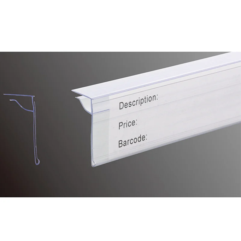 Retail data strip label holder for glass and wood shelves - Ningbo Tianjie