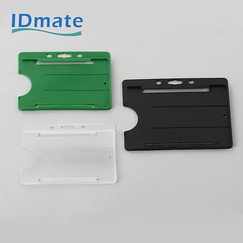 Plastic horizontal ID card holder