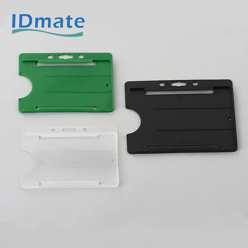 Plastic horizontal ID card holder