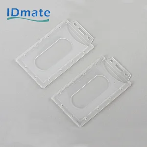 Vertical thumb hole ID card holder