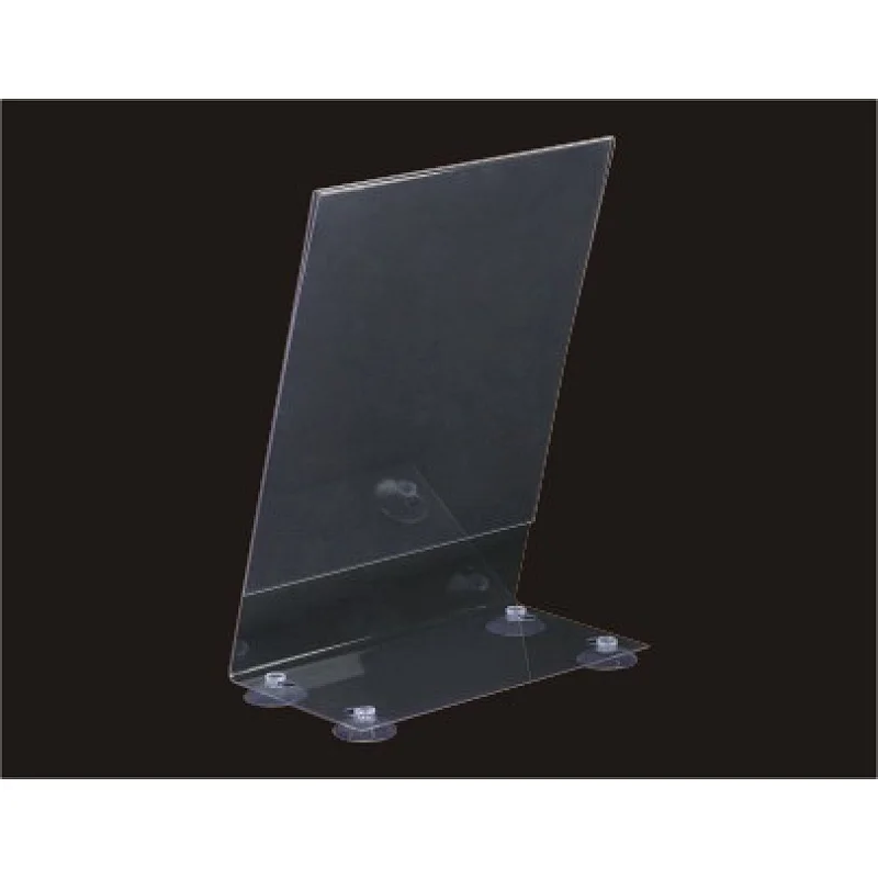 slant back Acrylic table sign holder with suction cups-1