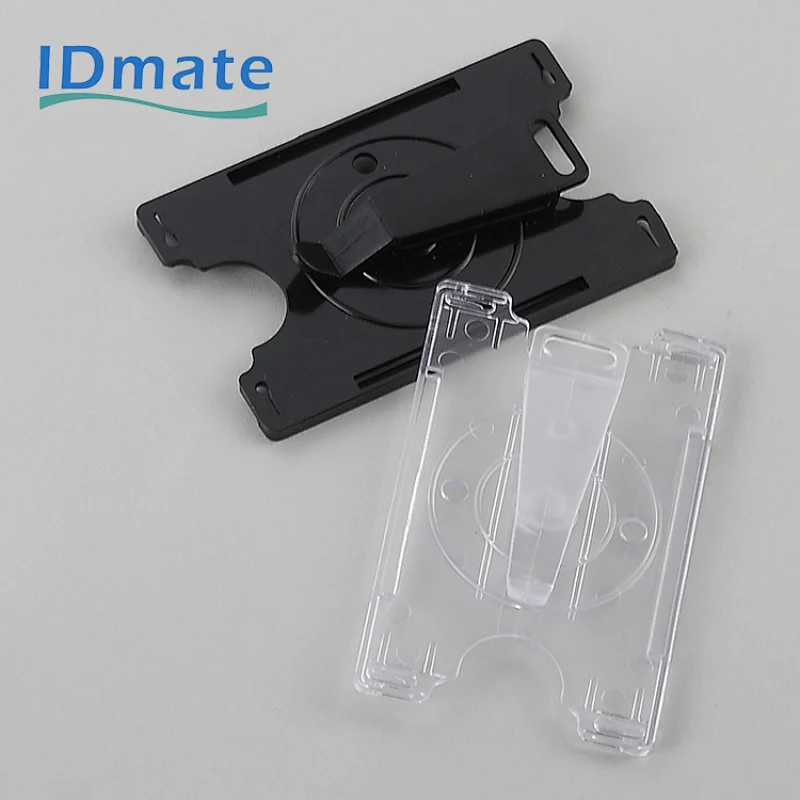 Rotatable hard plastic badge holder