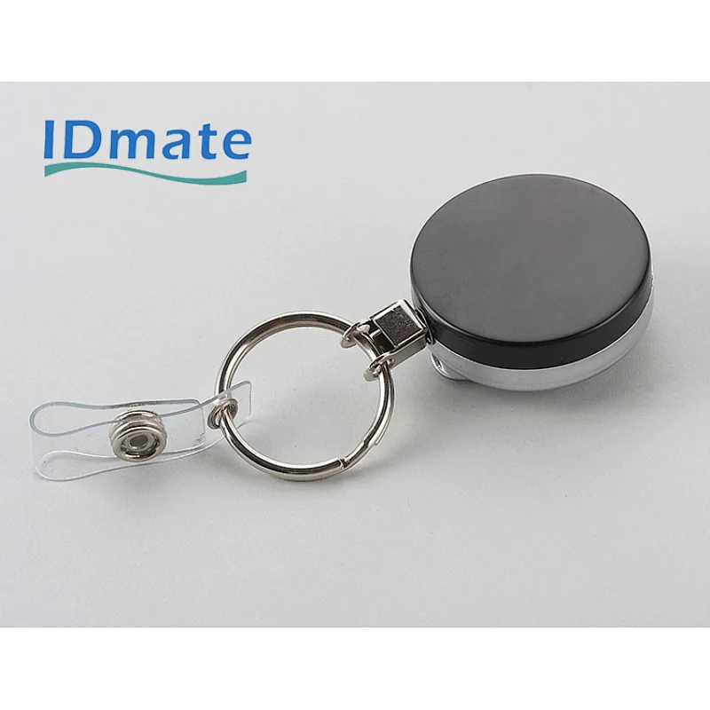Steel badge reel with two colors on 2 sides