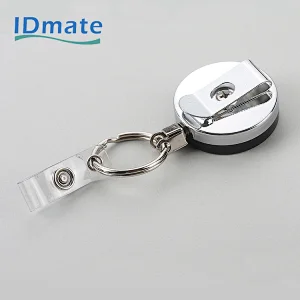 Steel badge reel with two colors on  2 sides