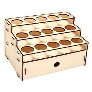 4 layers Wooden Paint Rack Stand with 15holes for storing paints, brushes，modeling tools PBH-001