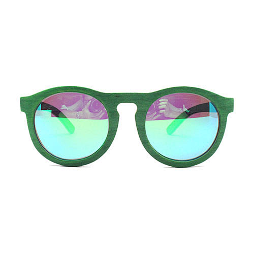 Green round women  sunglasses biodegradable bamboo sunglasses