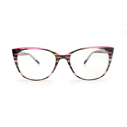 Cat eye women stripped injection optical frame chaep PC eyewear