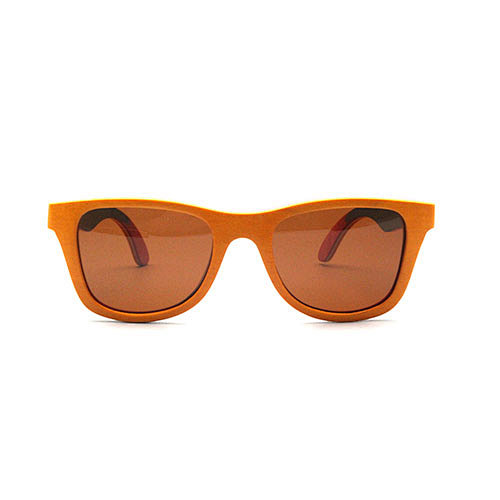 Orange bamboo sqauare sunglasses enviromental  eyewear