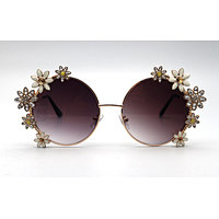 DTFL010 Round shape metal flower/floral decor enamel/rhinestone fashion sunglassess