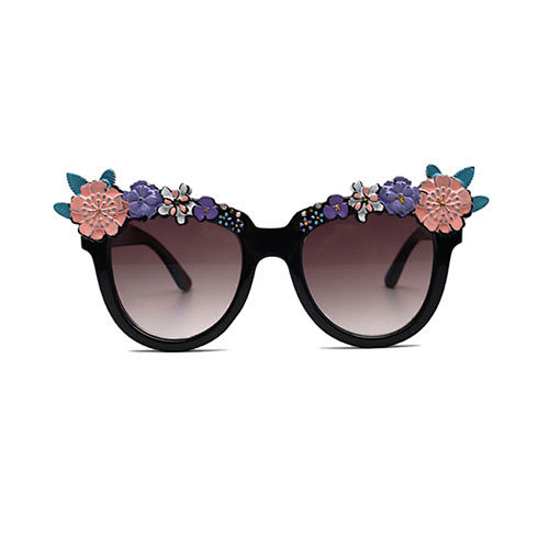 High quality cat eye lady sunglasses metal flower decoration sun glasses