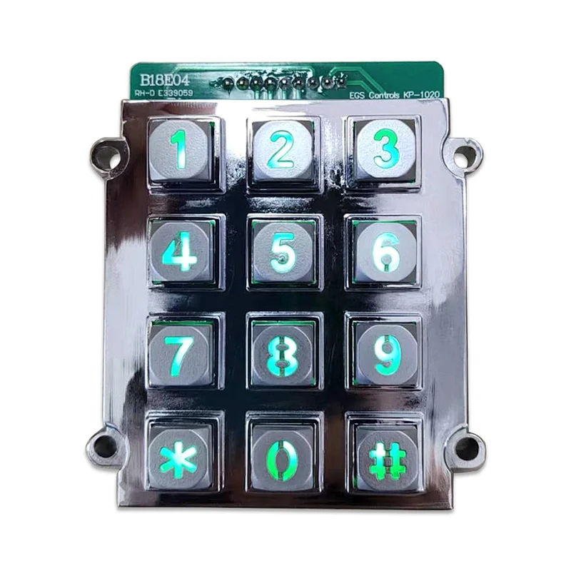 3x4 Zinc Alloy Industrial Backlight Keypad