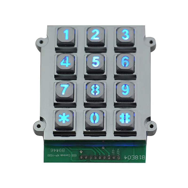 3x4 Zinc Alloy Industrial Backlight Keypad