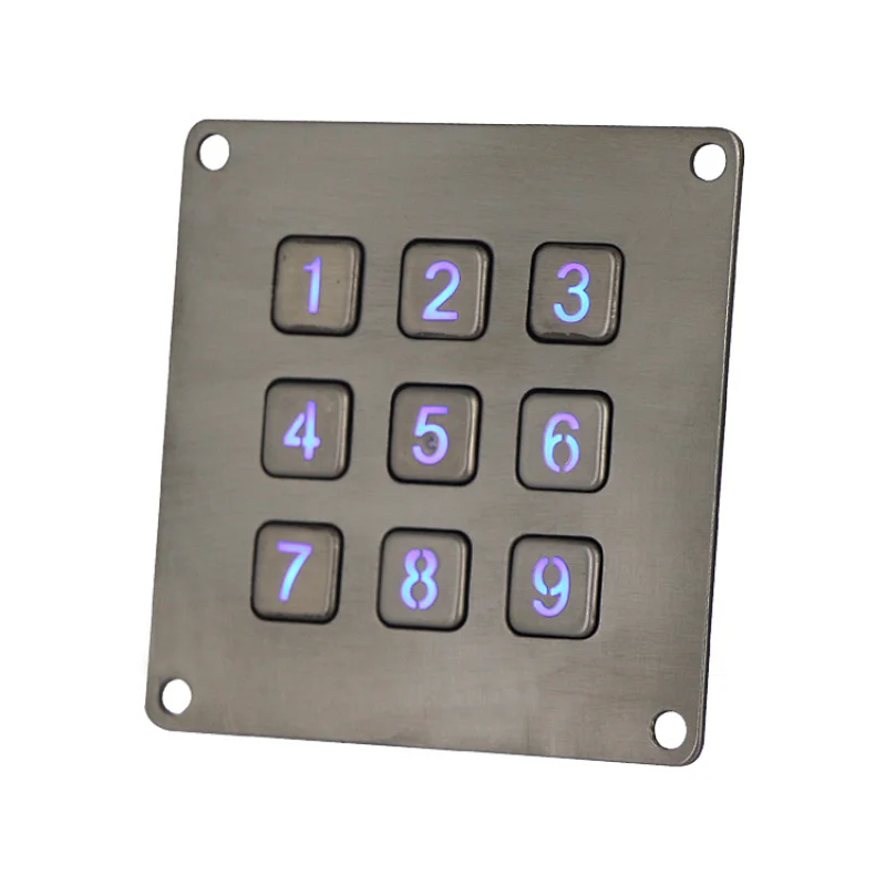 3x3 Customized Metal Backlight Ip65 Waterproof Outdoor Keypad