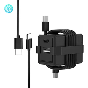 18W Type C Charger Adapter With Cable Clip (2 ports)